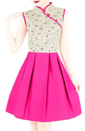 Mystical Dove & Sakura Cheongsam Dress